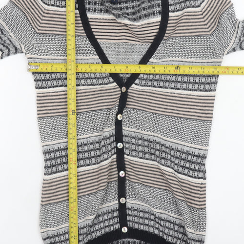 Paul Costelloe Women’s Beige Striped Linen Blend V-Neck Cardigan Size S