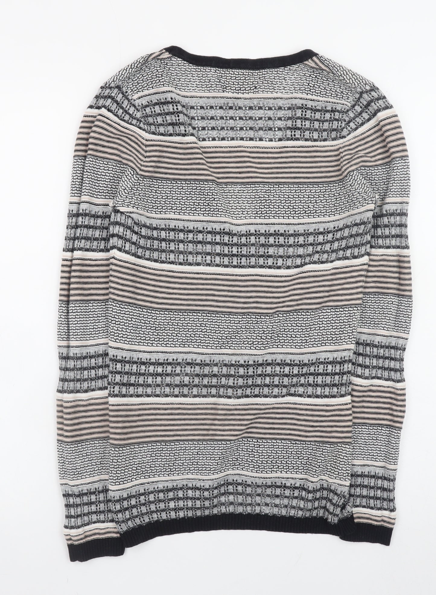 Paul Costelloe Women’s Beige Striped Linen Blend V-Neck Cardigan Size S