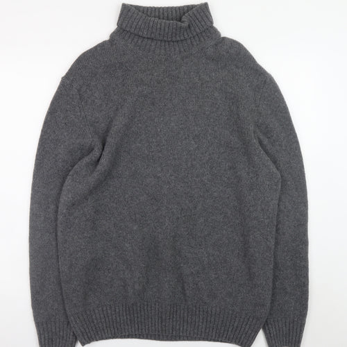 Zara Women Grey Wool Roll Neck Long Sleeve Jumper Size 16