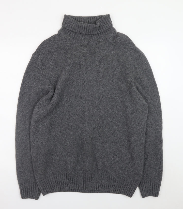 Zara Women Grey Wool Roll Neck Long Sleeve Jumper Size 16