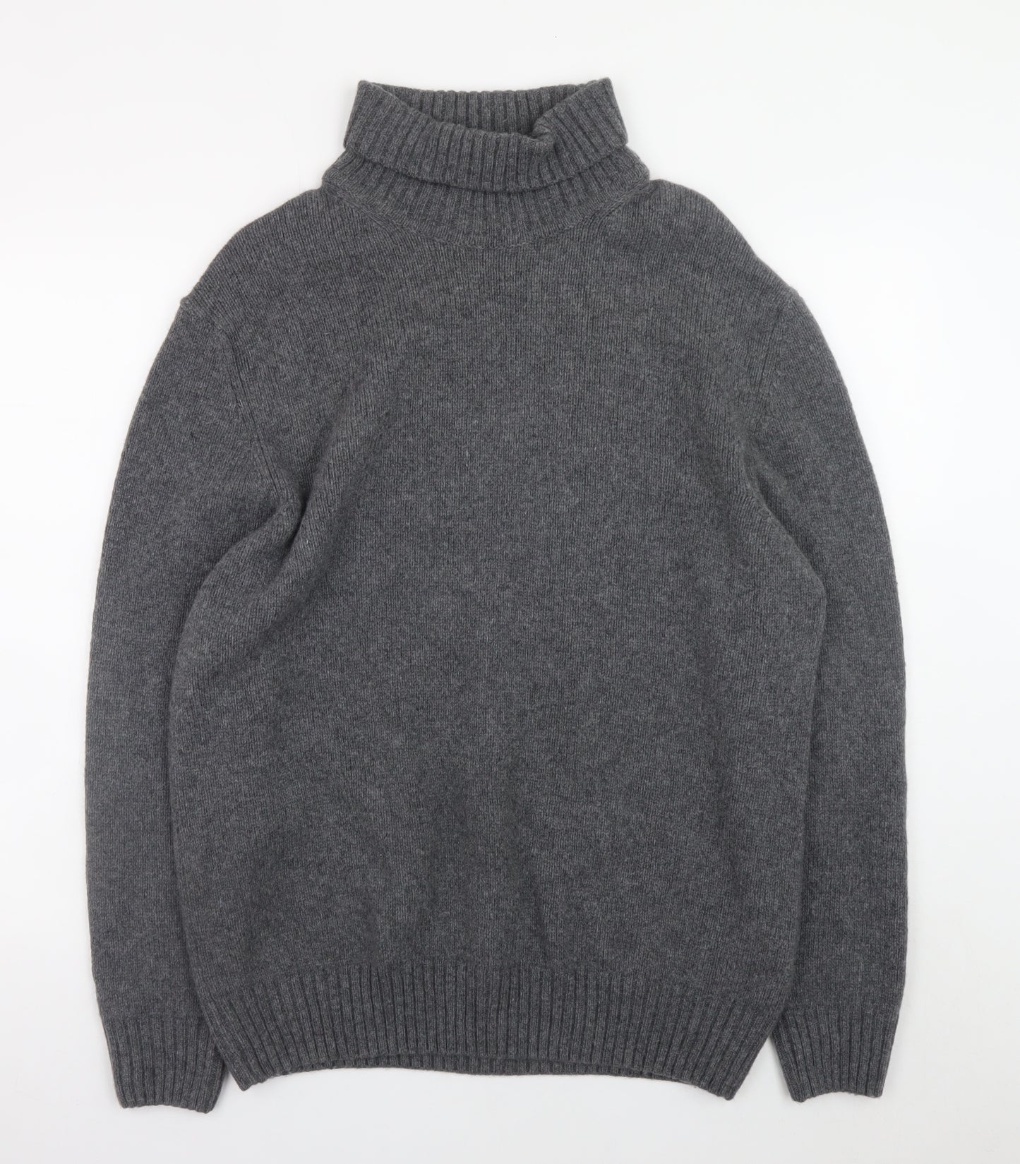 Zara Women Grey Wool Roll Neck Long Sleeve Jumper Size 16