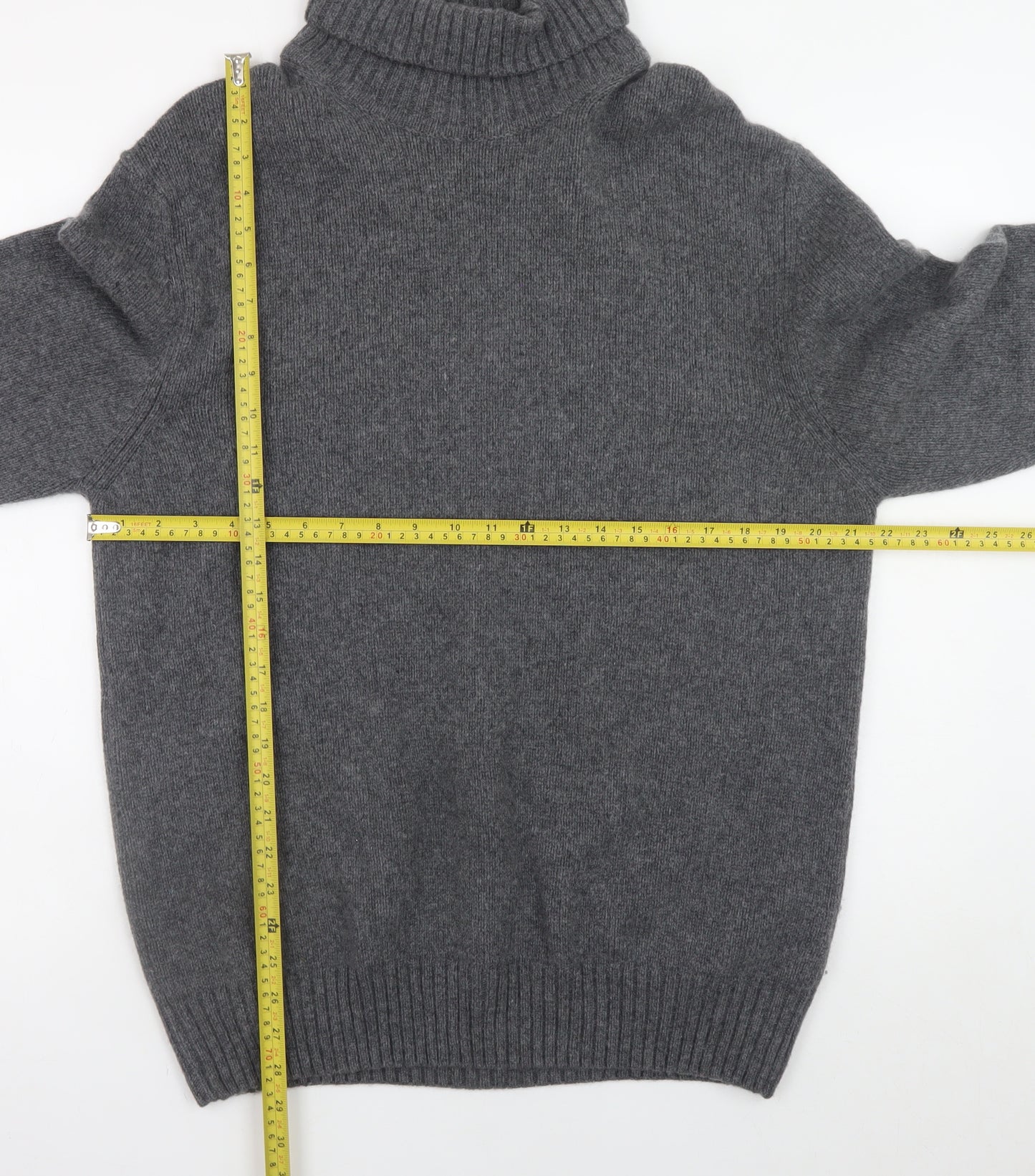 Zara Women Grey Wool Roll Neck Long Sleeve Jumper Size 16