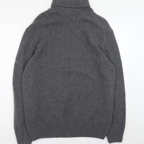 Zara Women Grey Wool Roll Neck Long Sleeve Jumper Size 16