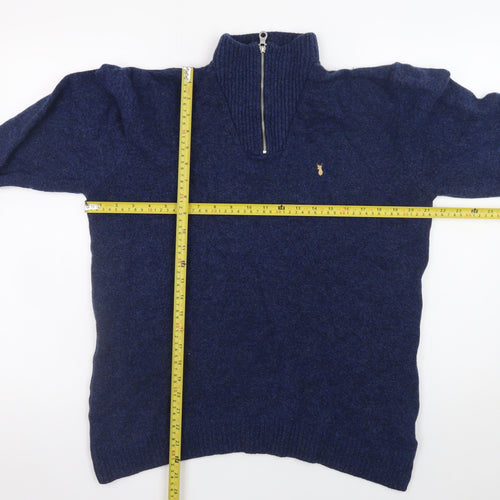 Next Men's Blue XL 1/2 Zip Lambswool Jumper High Neck