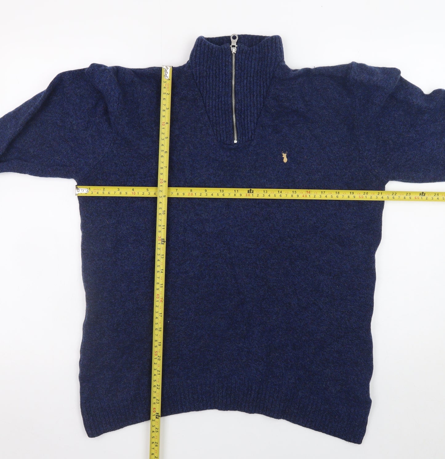 Next Men's Blue XL 1/2 Zip Lambswool Jumper High Neck