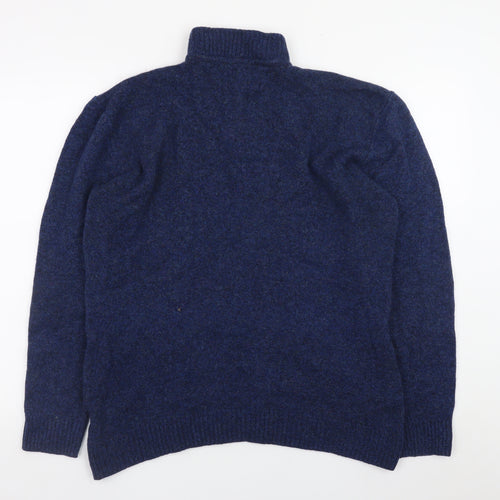 Next Men's Blue XL 1/2 Zip Lambswool Jumper High Neck