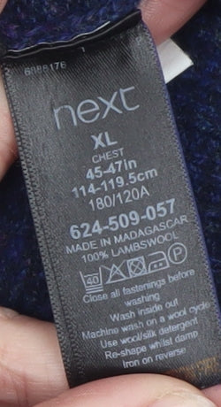 Next Men's Blue XL 1/2 Zip Lambswool Jumper High Neck