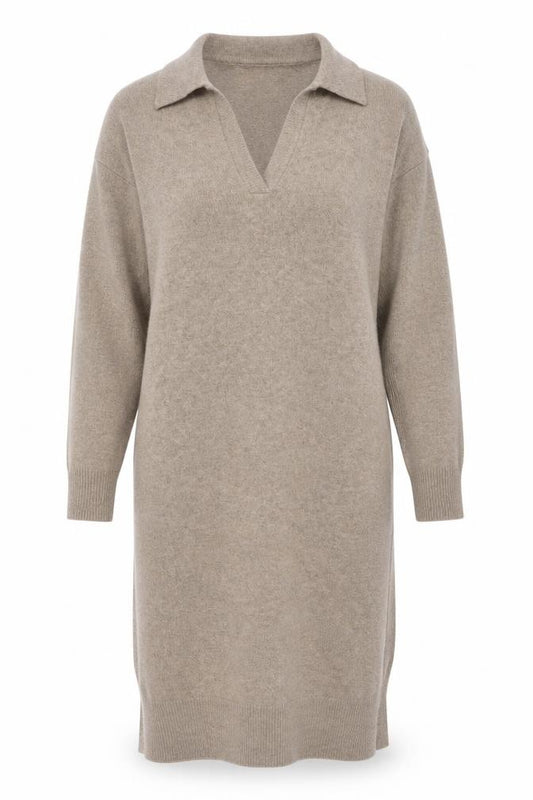 Whistles Women Beige Wool Collared Jumper Dress M