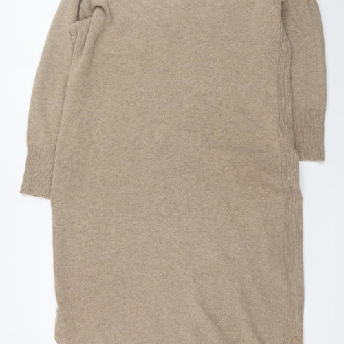 Whistles Women Beige Wool Collared Jumper Dress M