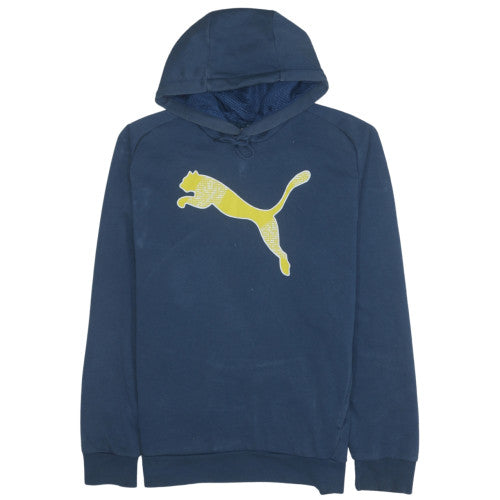 Puma Men's Blue Pullover Hoodie L Sports Graphic Cotton Blend