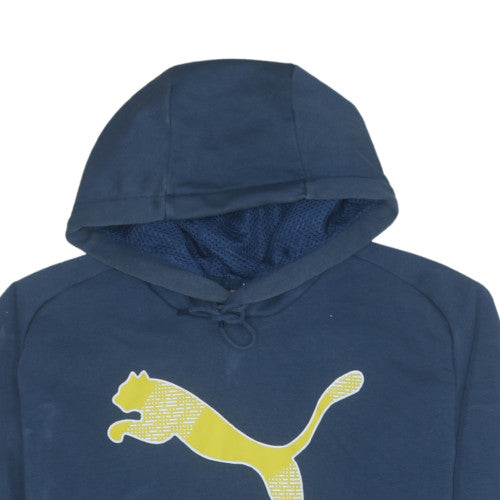 Puma Men's Blue Pullover Hoodie L Sports Graphic Cotton Blend