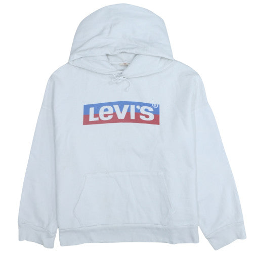 Levi's Men's White Pullover Hoodie L Logo Fleece Regular Fit