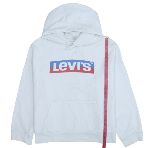 Levi's Men's White Pullover Hoodie L Logo Fleece Regular Fit