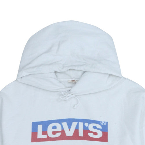 Levi's Men's White Pullover Hoodie L Logo Fleece Regular Fit