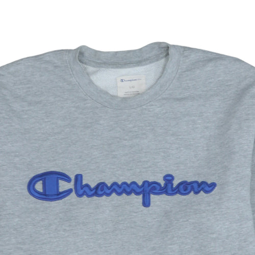 Champion Mens Grey Crew Neck Pullover Sweatshirt L Regular Fit