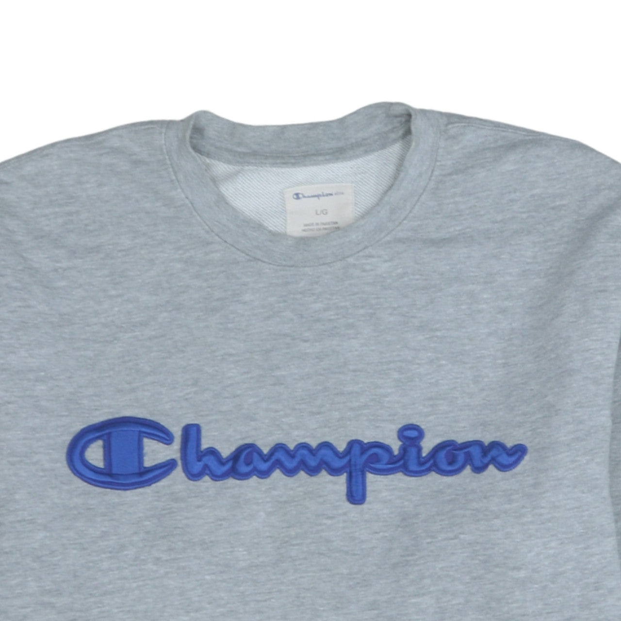 Champion Mens Grey Crew Neck Pullover Sweatshirt L Regular Fit