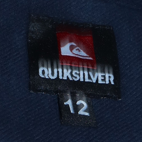 Quiksilver Men's Navy Blue Hooded Button-Up Shirt Size 12 Regular Fit