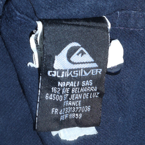 Quiksilver Men's Navy Blue Hooded Button-Up Shirt Size 12 Regular Fit