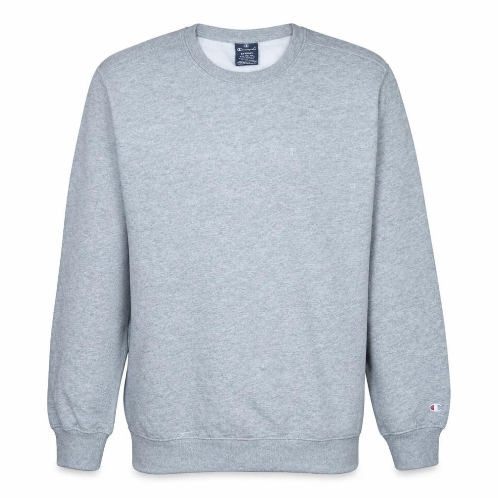 Front view of Champion Men's Grey Medium Crew Neck Pullover Sweatshirt