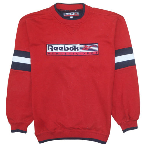 Reebok Men's Red Crew Neck Sweatshirt Size 34 Vintage Athletic Dept Logo