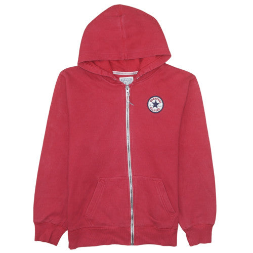 Converse Boys Red Full Zip Hoodie XL 13-15 Years Logo Fleece Sweatshirt