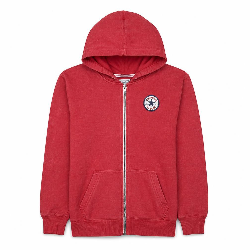 Converse Boys Red Full Zip Hoodie XL 13-15 Years Logo Fleece Sweatshirt
