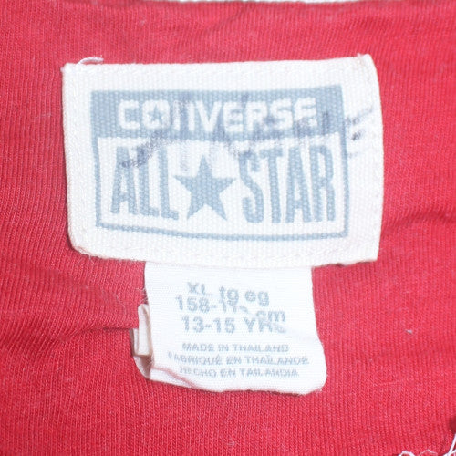 Converse Boys Red Full Zip Hoodie XL 13-15 Years Logo Fleece Sweatshirt