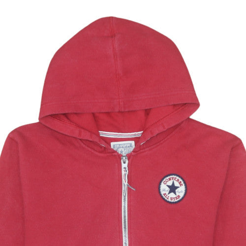 Converse Boys Red Full Zip Hoodie XL 13-15 Years Logo Fleece Sweatshirt