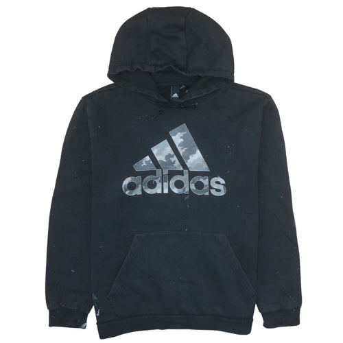Adidas Men Black L Pullover Hoodie Logo Fleece Sweatshirt