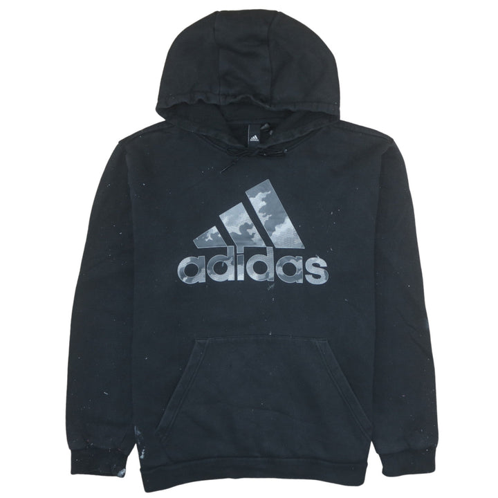 Adidas Men Black L Pullover Hoodie Logo Fleece Sweatshirt