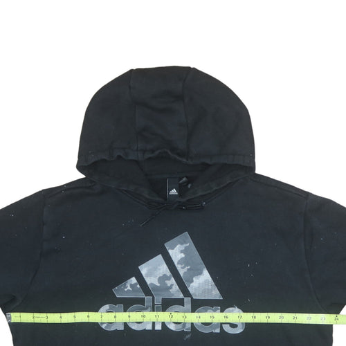 Adidas Men Black L Pullover Hoodie Logo Fleece Sweatshirt
