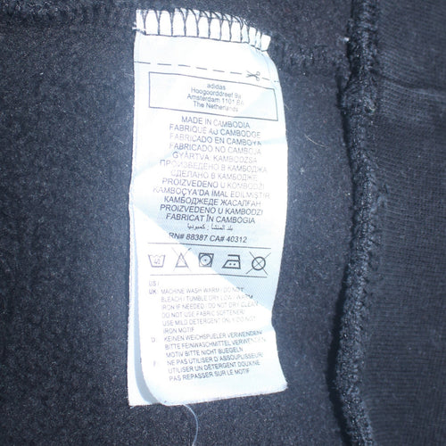 Adidas Men Black L Pullover Hoodie Logo Fleece Sweatshirt