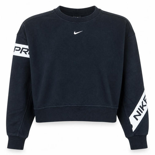 Front view of Nike Women Black Dri-FIT Crew Neck Pullover Sweatshirt S