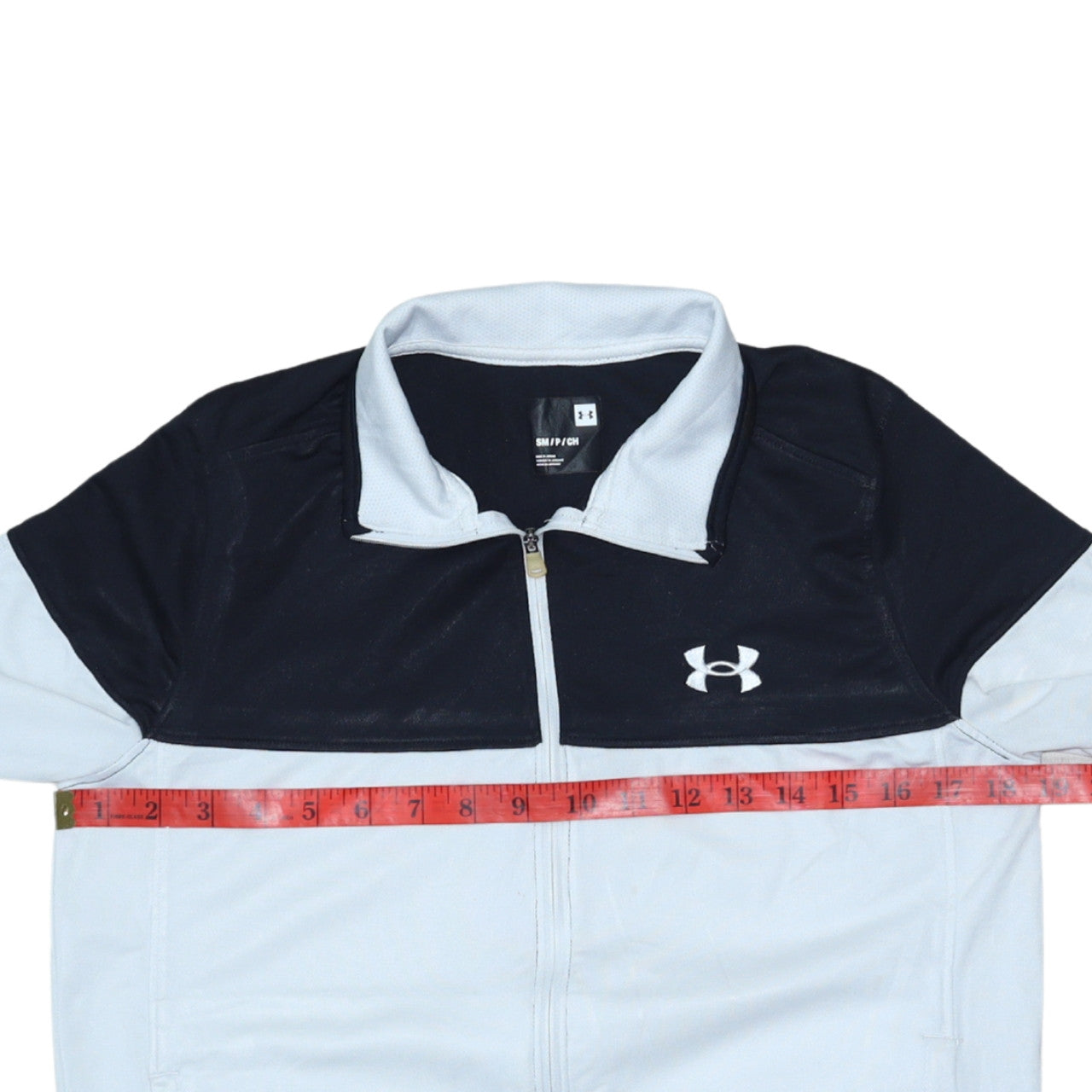 Under Armour Men's White Track Jacket Size S Colourblock Full Zip