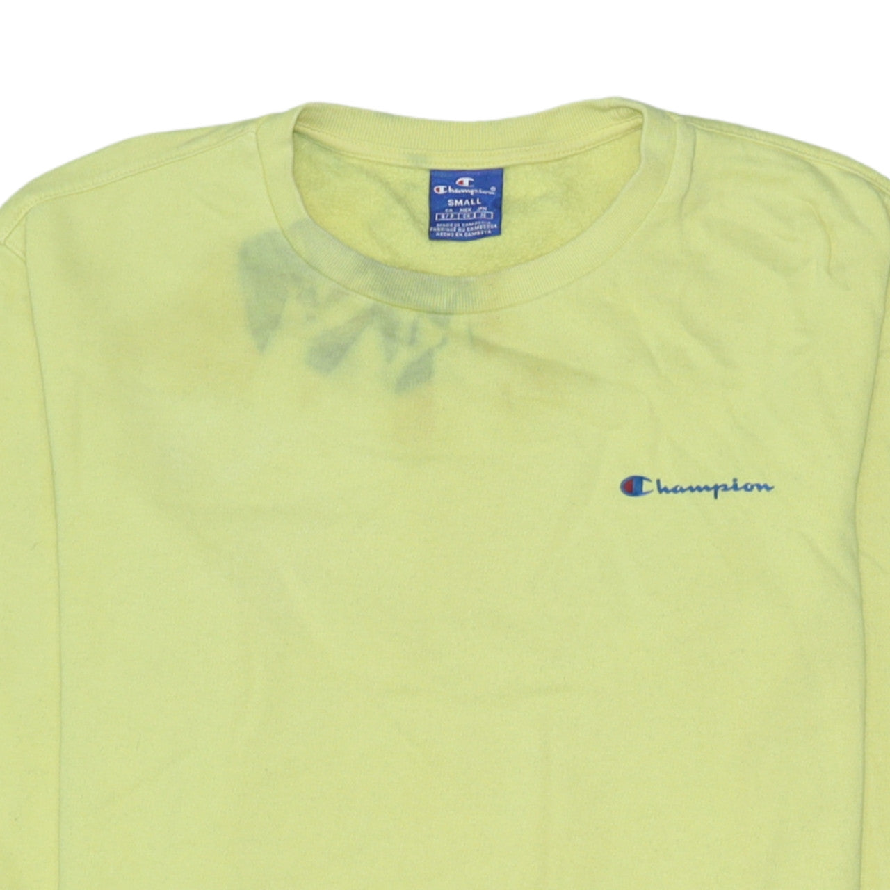 Champion Men's Yellow Small Pullover Crew Neck Sweatshirt