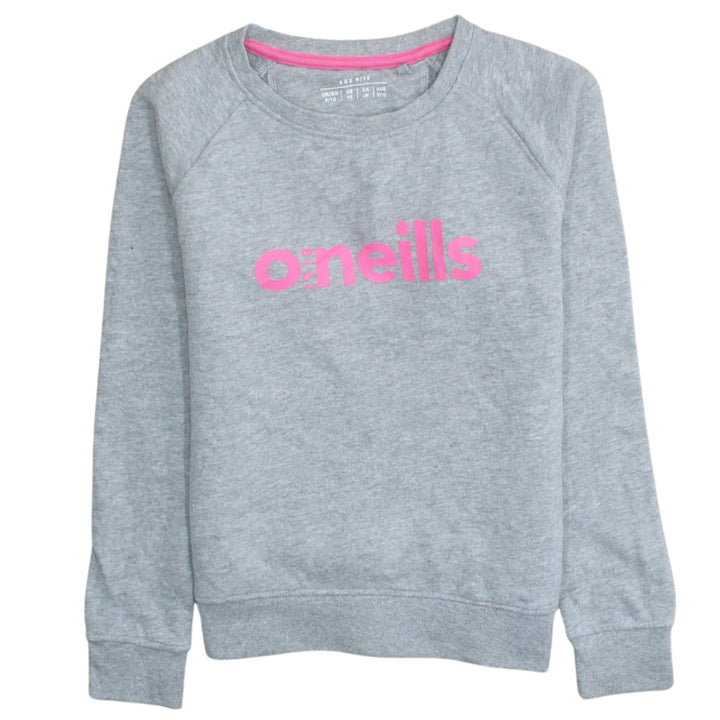 O'Neills Girls Grey Pullover Sweatshirt 9-10 Years Logo Crew Neck