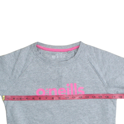 O'Neills Girls Grey Pullover Sweatshirt 9-10 Years Logo Crew Neck