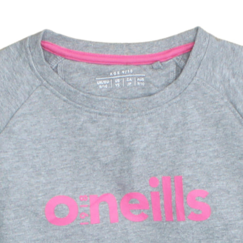 O'Neills Girls Grey Pullover Sweatshirt 9-10 Years Logo Crew Neck