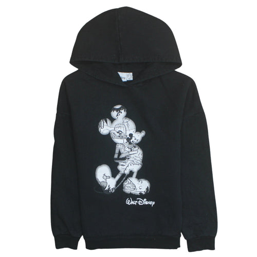 Disney Black Mickey Mouse Hoodie XS Women Pullover Graphic Print