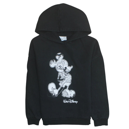 Disney Black Mickey Mouse Hoodie XS Women Pullover Graphic Print