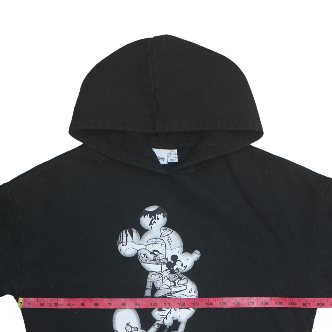 Disney Black Mickey Mouse Hoodie XS Women Pullover Graphic Print