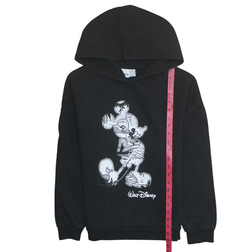 Disney Black Mickey Mouse Hoodie XS Women Pullover Graphic Print