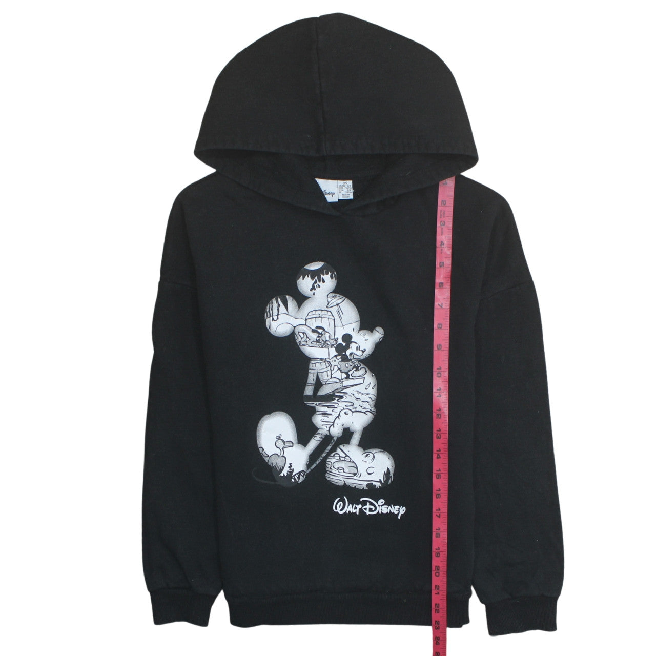Disney Black Mickey Mouse Hoodie XS Women Pullover Graphic Print