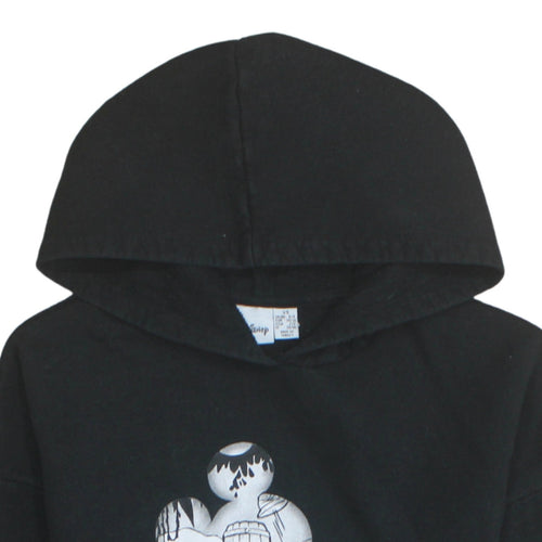 Disney Black Mickey Mouse Hoodie XS Women Pullover Graphic Print