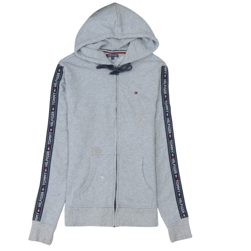 Tommy Hilfiger Men's Grey Full Zip Hoodie M Logo Tape Sportswear