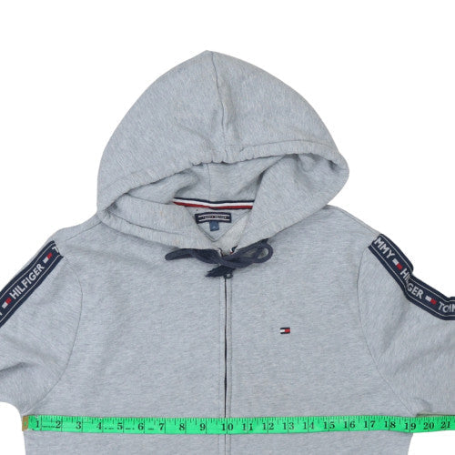 Tommy Hilfiger Men's Grey Full Zip Hoodie M Logo Tape Sportswear