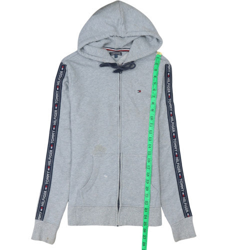Tommy Hilfiger Men's Grey Full Zip Hoodie M Logo Tape Sportswear