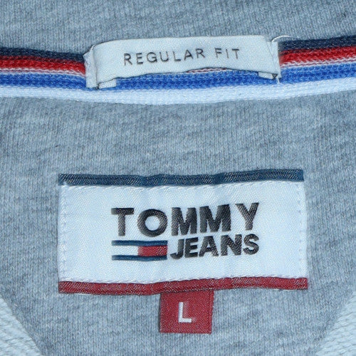 Tommy Jeans Men's Grey Logo Pullover Hoodie Size L Regular Fit