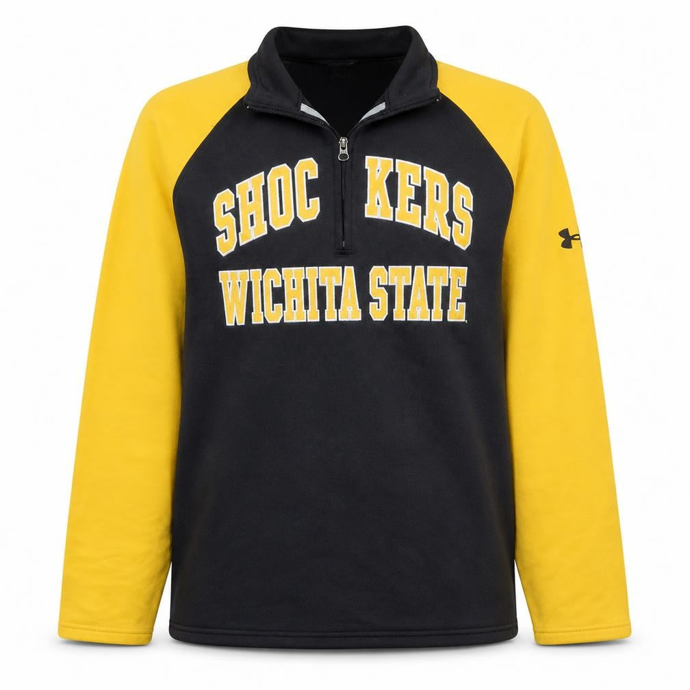 Front view of Under Armour Men’s Black 1/4 Zip Sweatshirt Wichita State Medium
