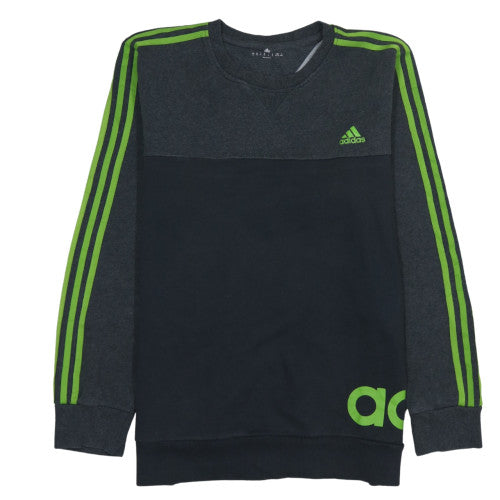 Adidas Men's Black & Grey Crew Neck Sweatshirt XL Green Stripe Logo